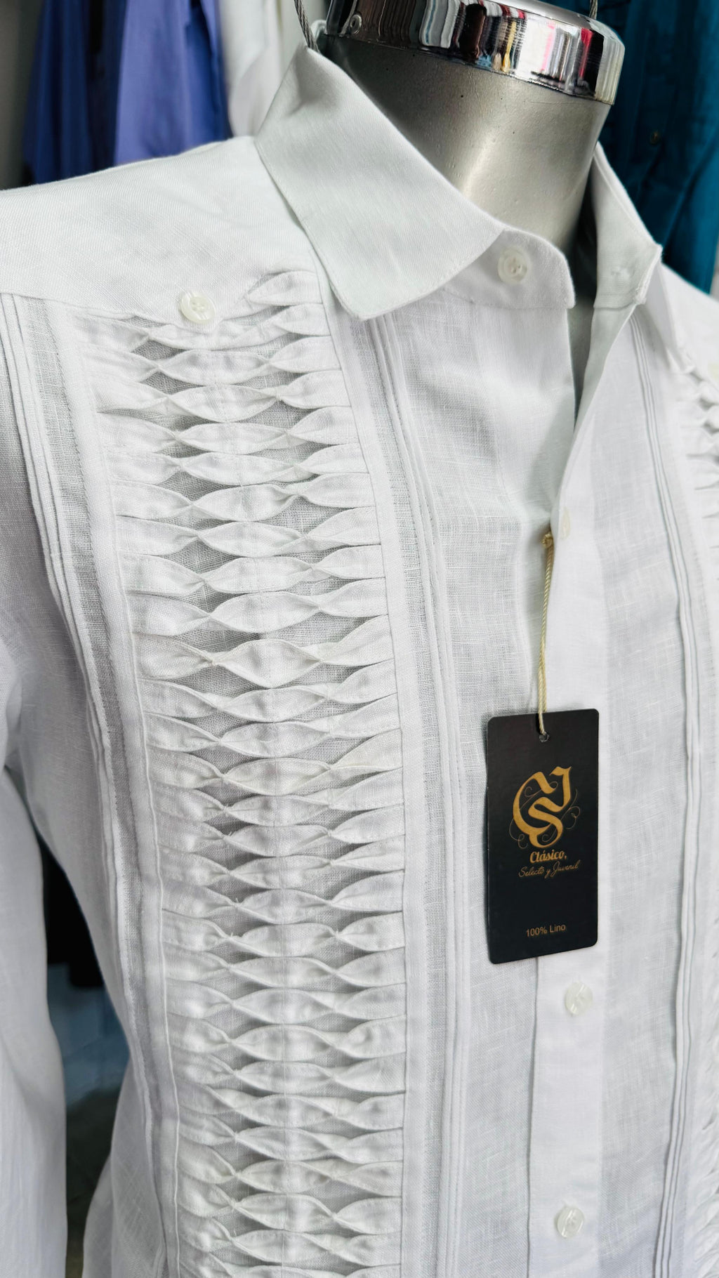 Guayabera Imperial Blanco 100% lino