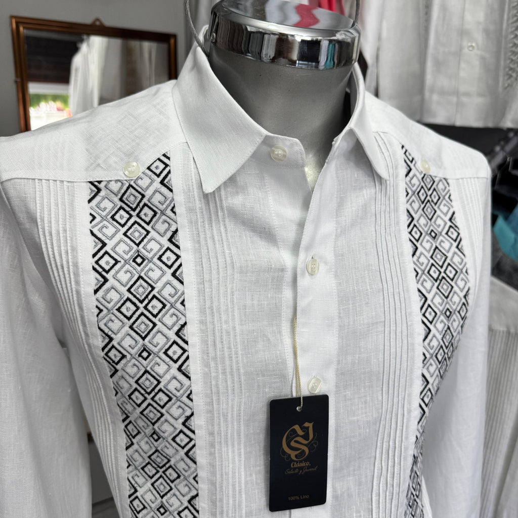 Guayabera Laberinto Blanco 100% lino