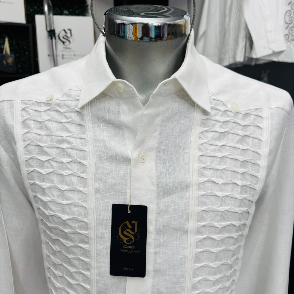 Guayabera Escama Blanco 100% lino
