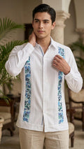 Guayabera Cenefa Blanco Algodón