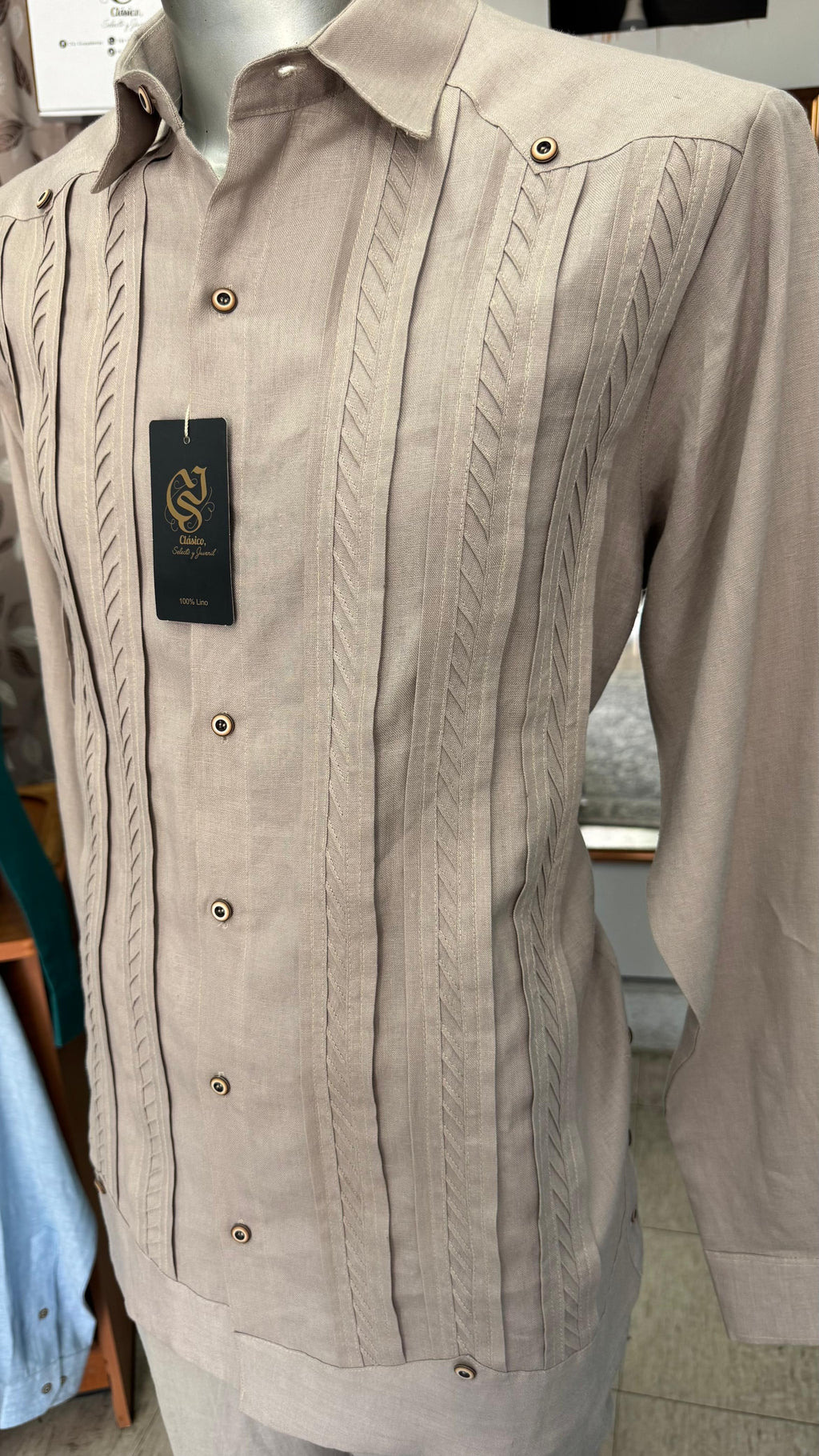 Guayabera Cizalla Caki 100% lino