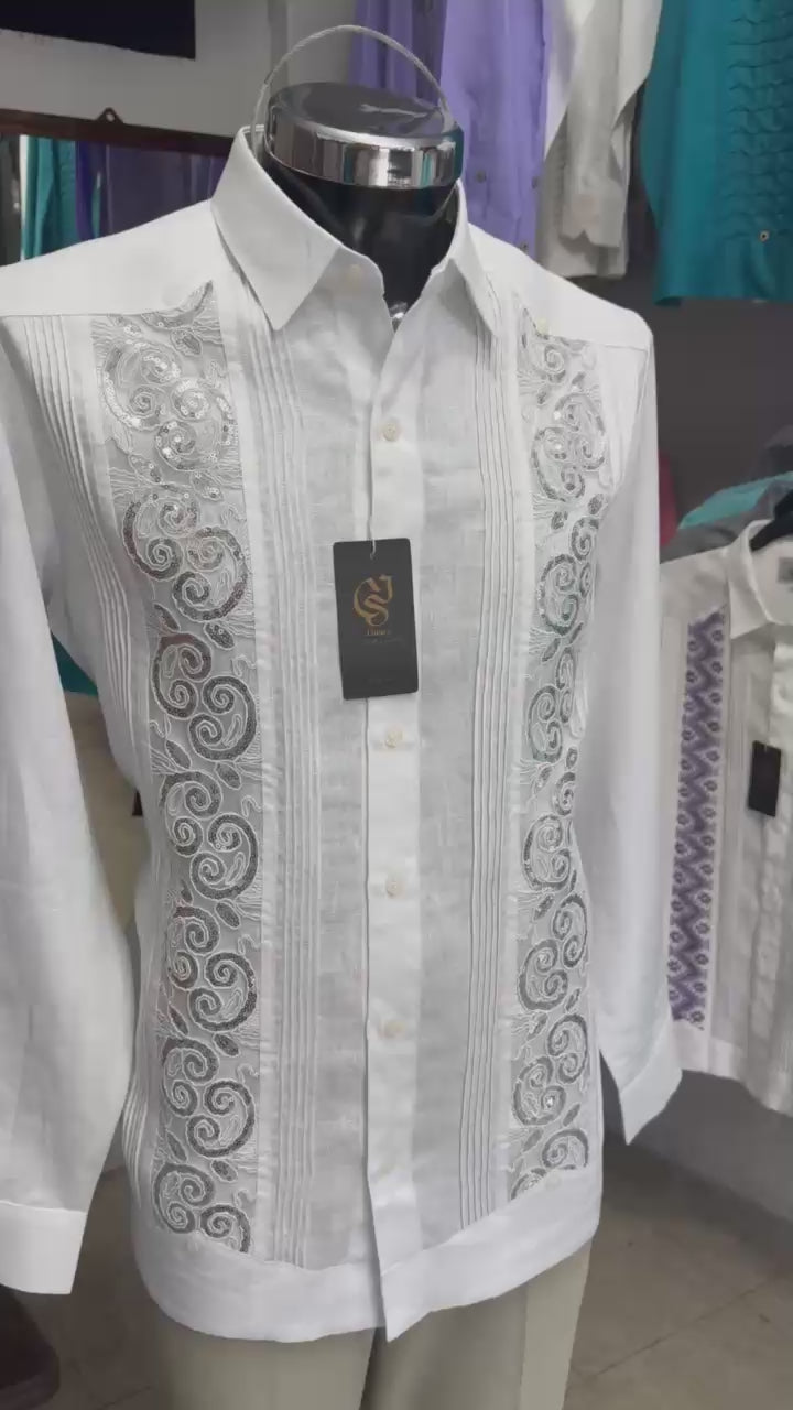 Guayabera Modelo CristaLino Blanco 100% lino